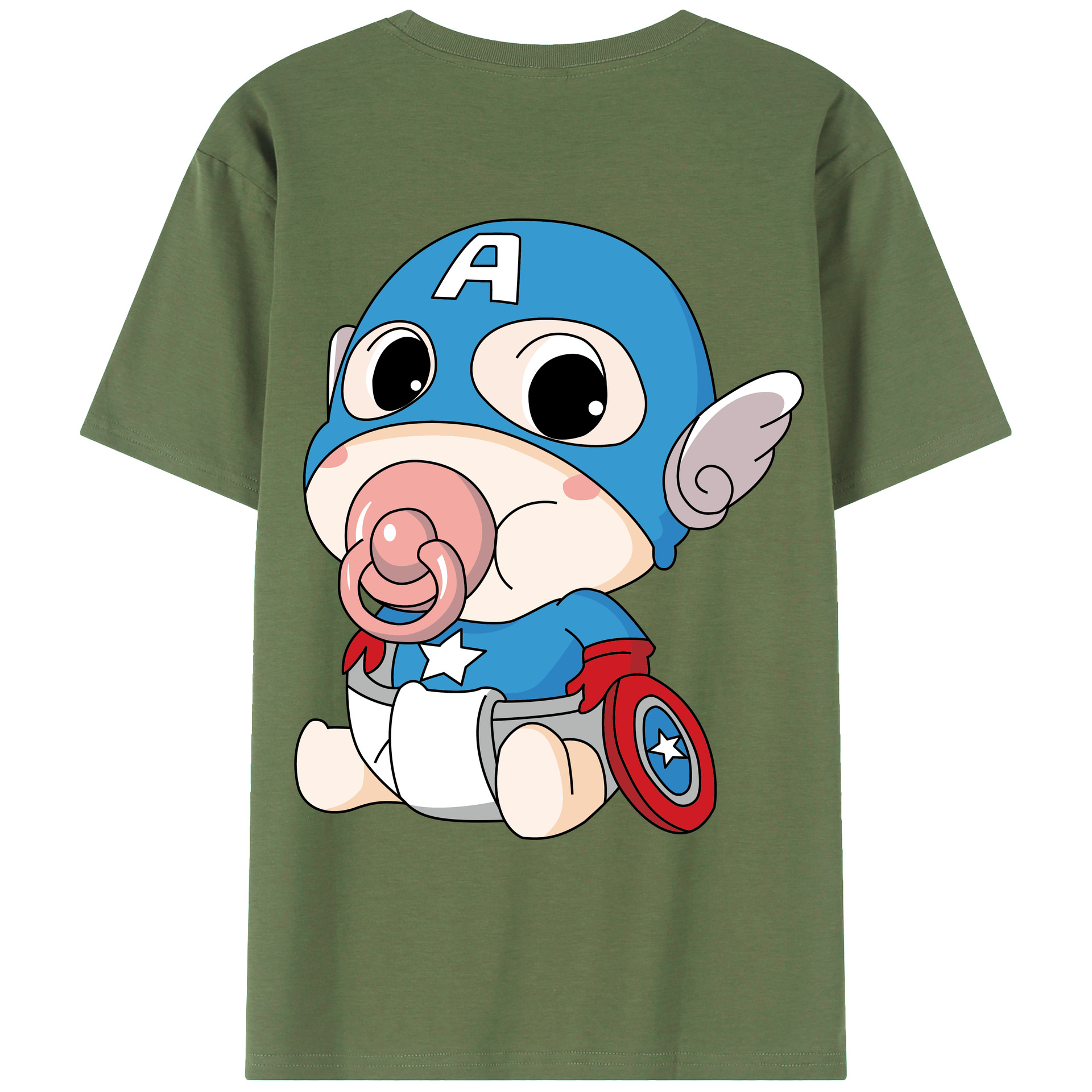 （画像用） アベンジャーズ The Avengers 綿100％ メンズ半袖Tシャツ（バックプリント） 通気性